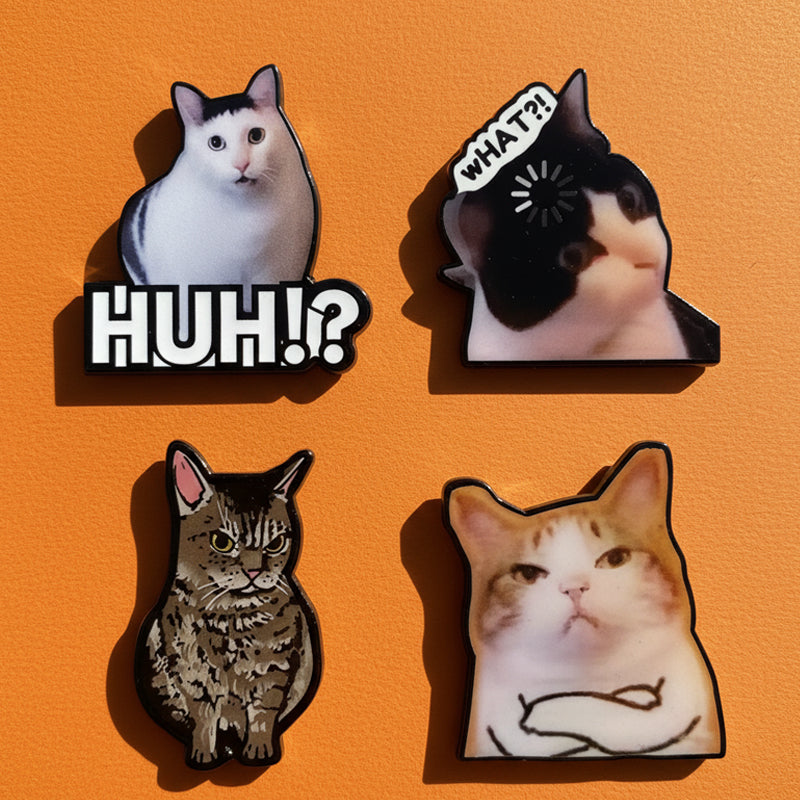 Lot de Pins Chats Mèmes : Broches Humoristiques Chat Drôle pour Amoureux des Felins