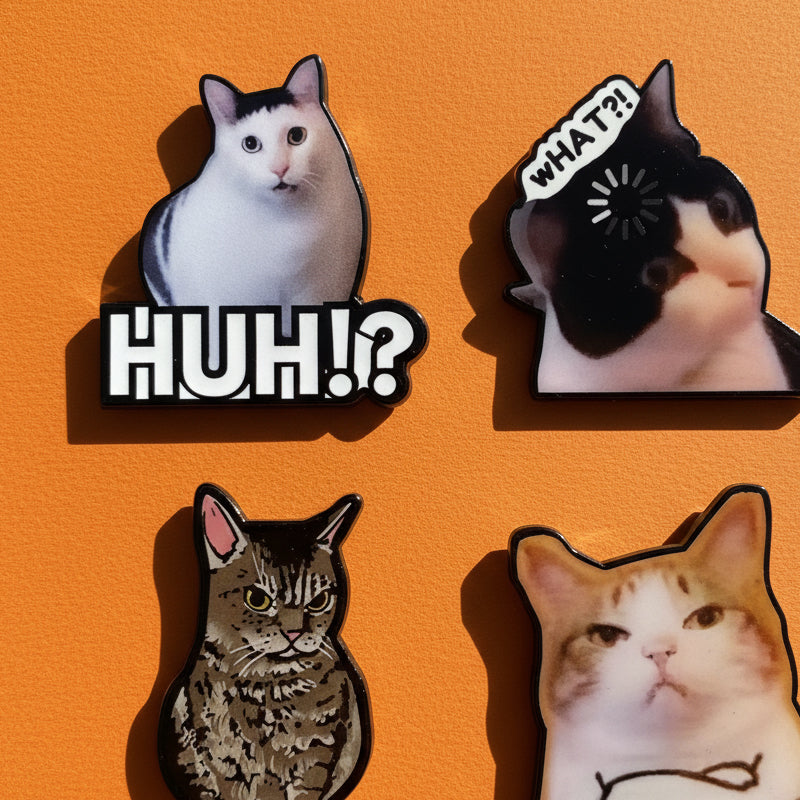 Lot de Pins Chats Mèmes : Broches Humoristiques Chat Drôle pour Amoureux des Felins