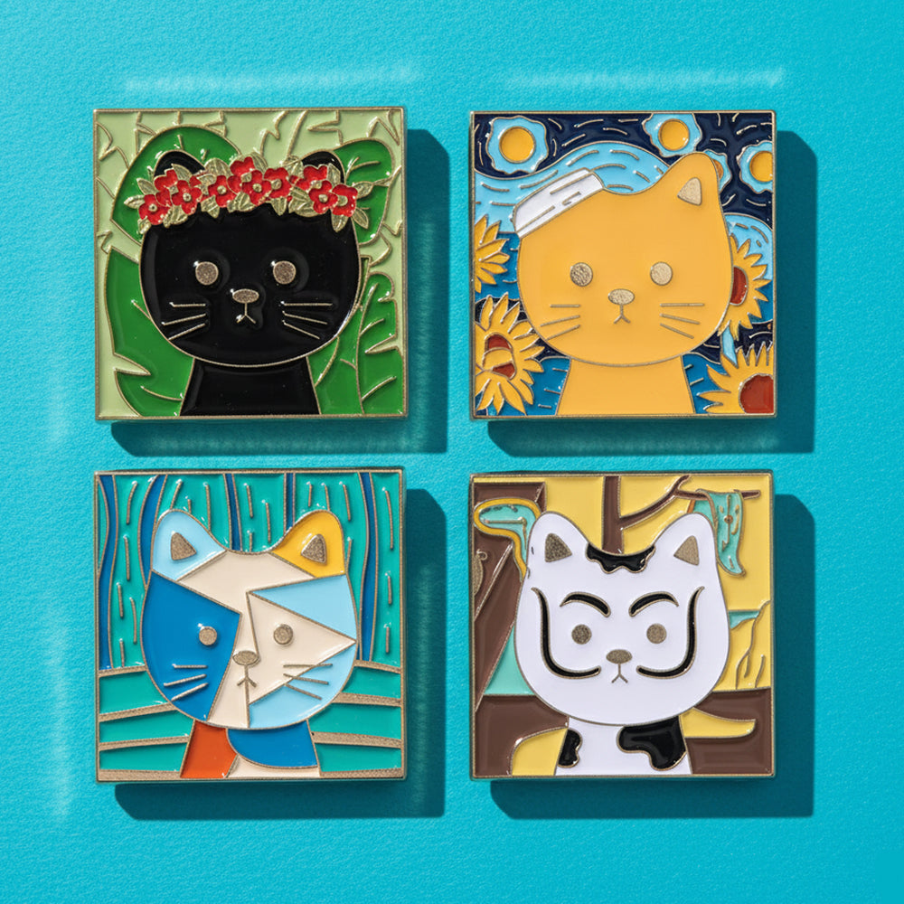 Pins Collection Chats Artistes : Broches Tendance Van Gogh, Picasso & Frida Kahlo