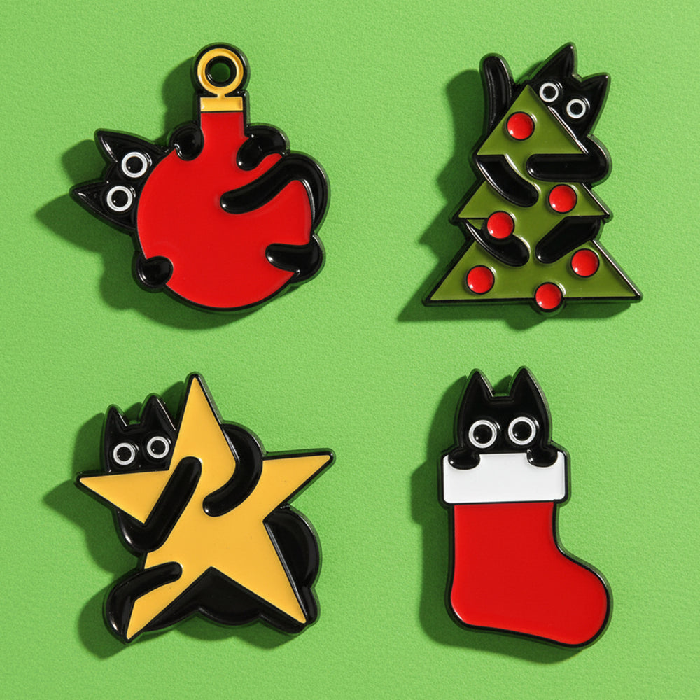 Pin's Chats de Noël : Broches Petit Cadeau Noël Original