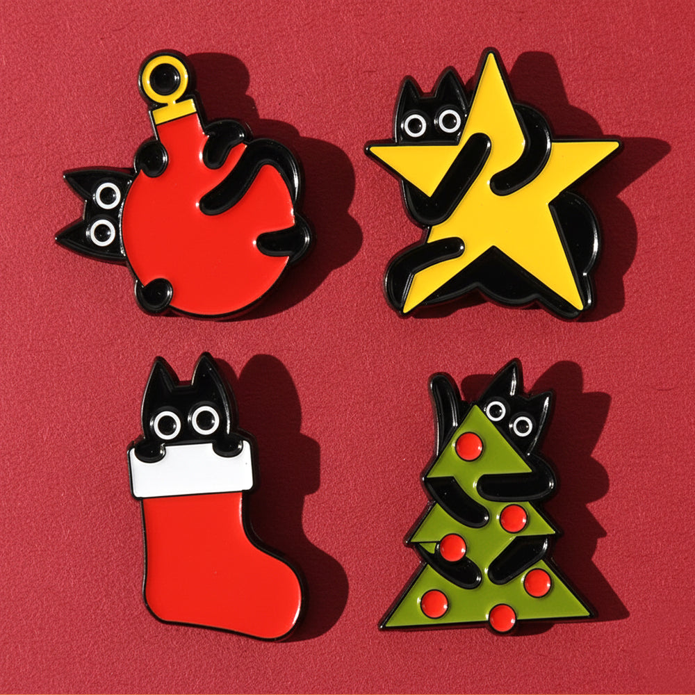 Pin's Chats de Noël : Broches Petit Cadeau Noël Original