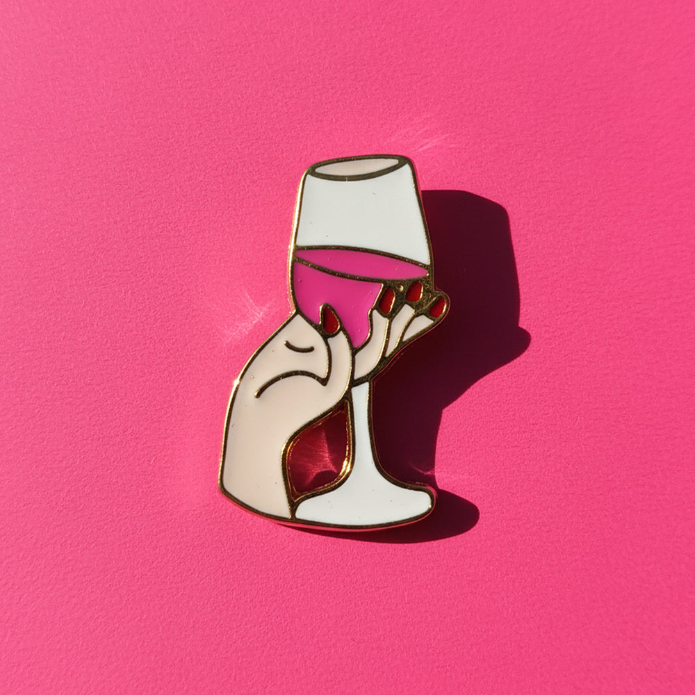 Pins Cool pour Fille - Main verre de Rosé -  Pin's EVJF - Pin's féminisme