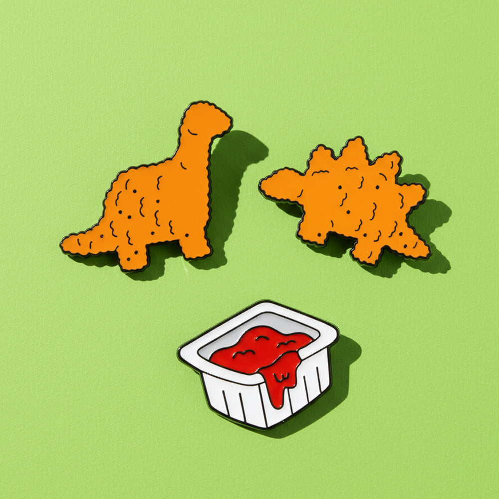 Pins Dino Nuggets Humoristiques - Broches Dinosaure Kawaii