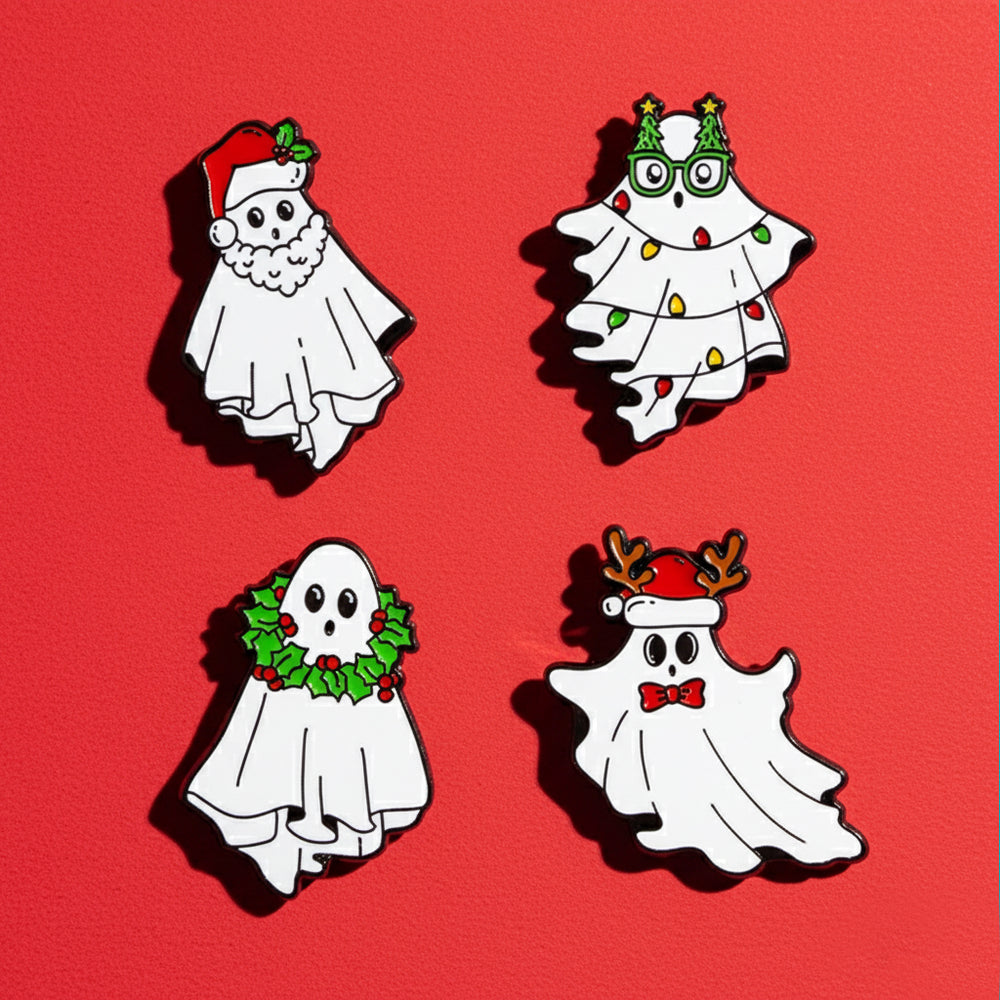 Lot de 4 Pin's Noel tendance Fantômes mignons