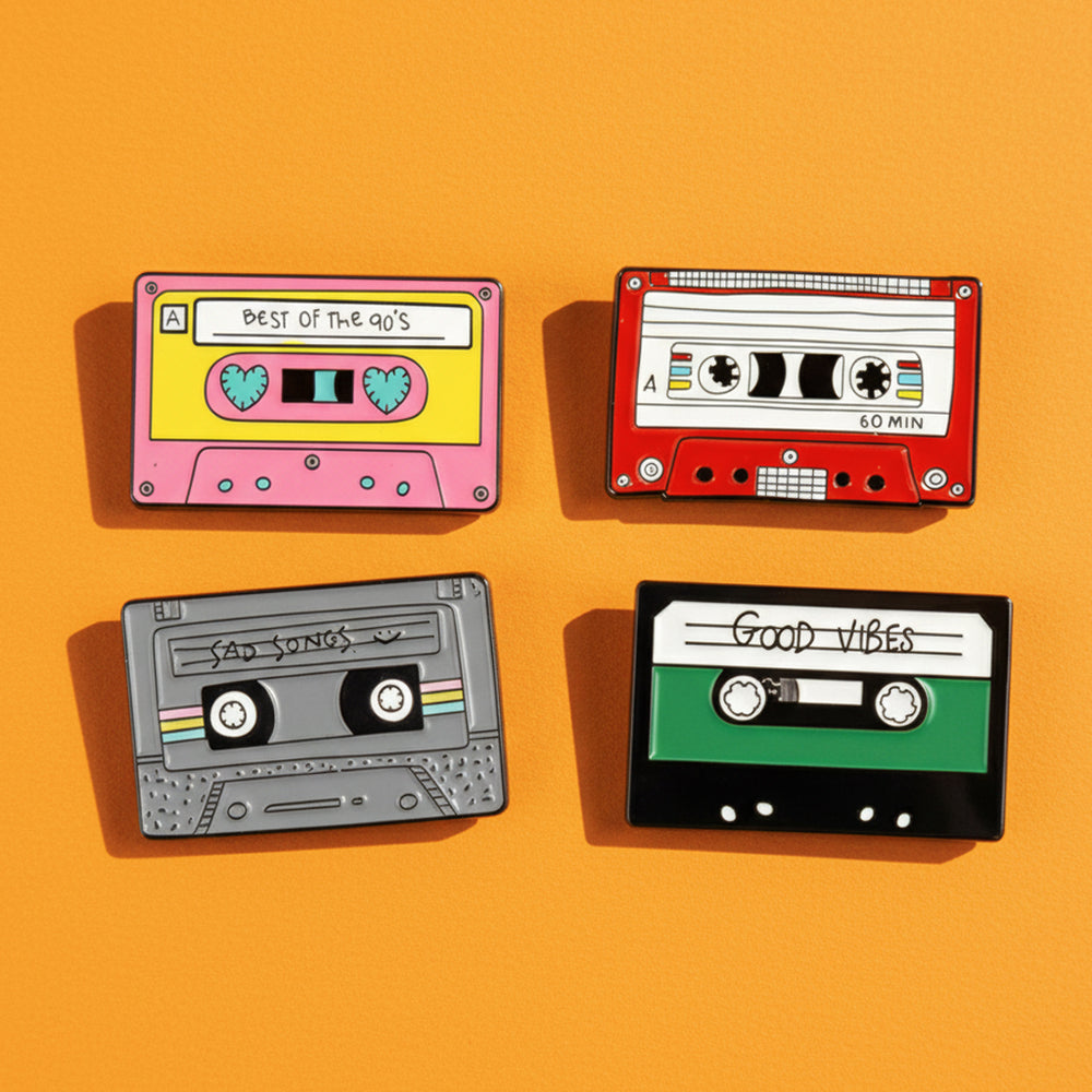 Pins Vintage années 80 - Pins Cassette audio reto 80'S