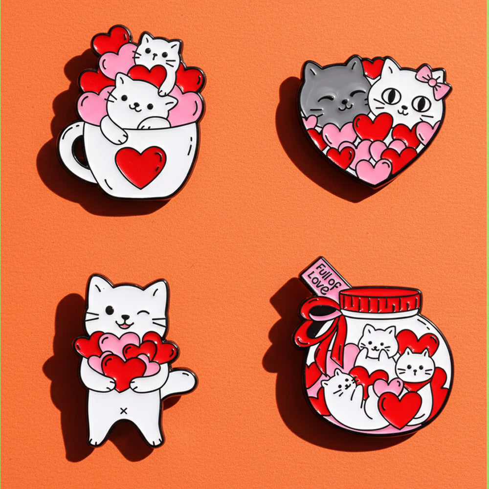 Pins Chats Mignons Kawaii Amour & Saint-Valentin