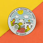 Pin's Go Vegan - Animals are friends - Les animaux sont nos amis pas de la nourriture