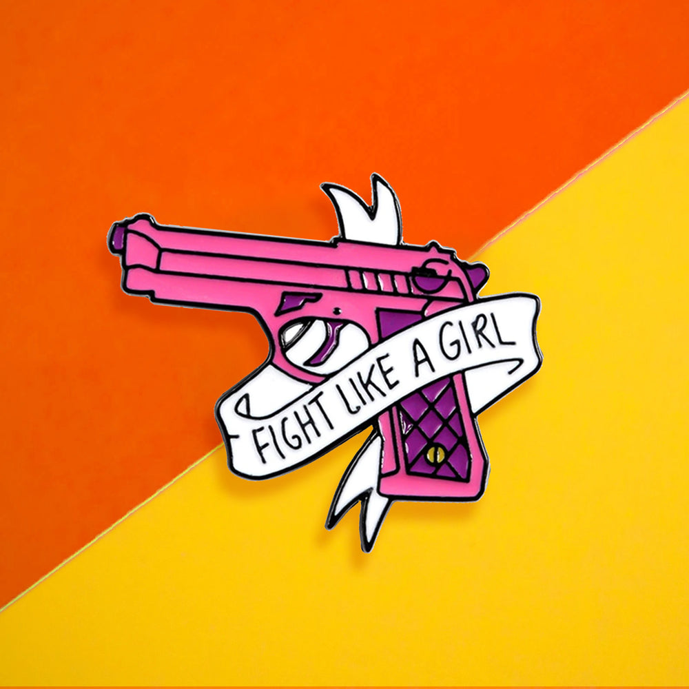 Enamel Pins Custom Lipstick Gun Magic Wand Brooches Lapel Pin Shirt Bag Pink Badges Feminist Jewelry Gift