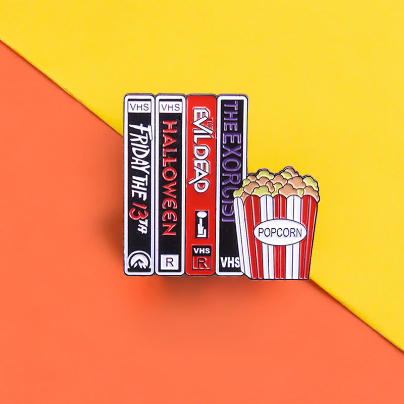 Pins Vintage de VHS Film Horreur Vintage et popcorn