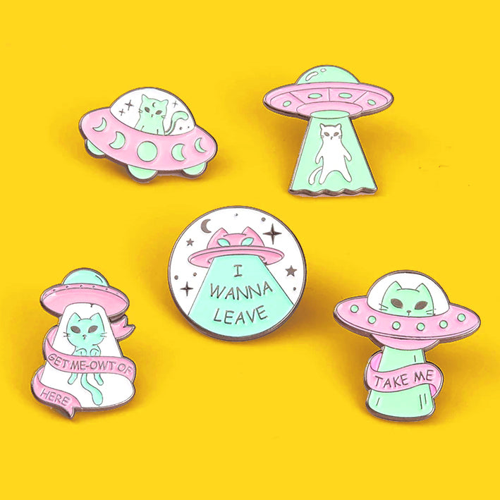 Pin's Chat kawaii Broches Chat Kawaii mignons Alien