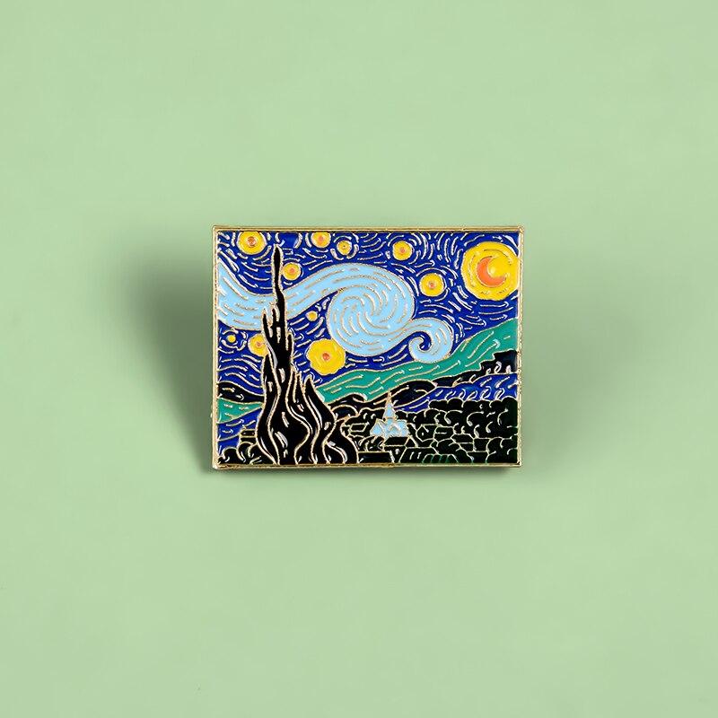 Pins Tableau Nuit étoilée de Van Gogh - Pins Oeuvre d'Art Original Pas Cher