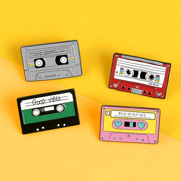 Pins Vintage années 80 - Pins Cassette audio reto 80'S