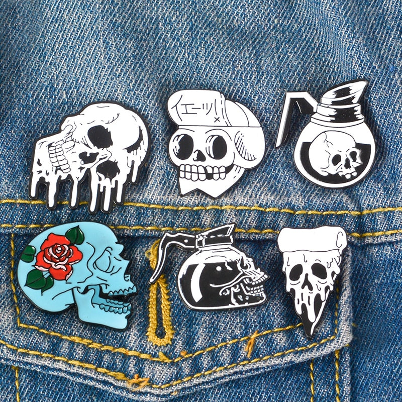 Pins Tête De Mort - Pins Original Cartoon - Pins pas cher Tendance Crâne Et Cristaux