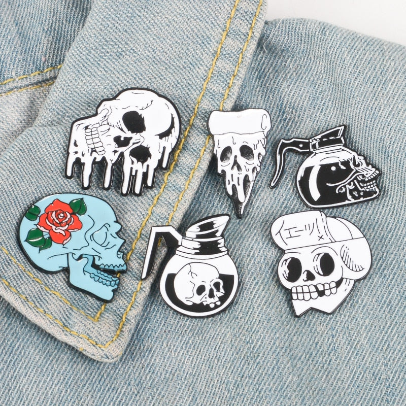 Pins Tête De Mort - Pins Original Cartoon - Pins pas cher Tendance Crâne Et Cristaux