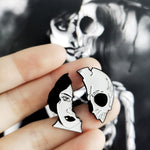 Pins couple de squelette - Pins Tête de Mort et moitié Femme Pins Punk Romantique Gothique