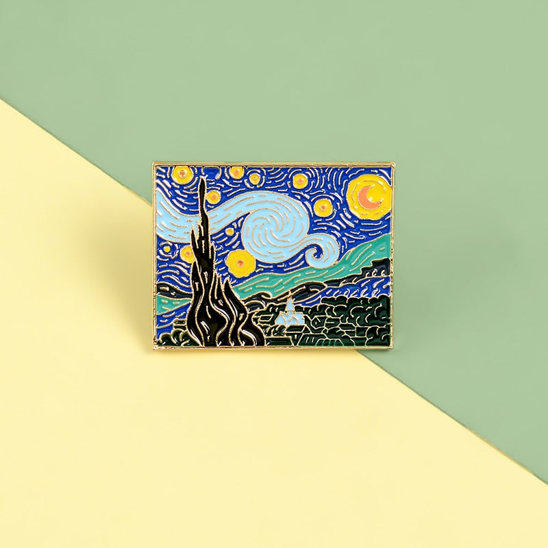 Pins Tableau Nuit étoilée de Van Gogh - Pins Oeuvre d'Art Original Pas Cher