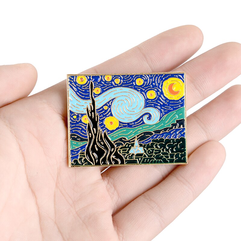 Pins Tableau Nuit étoilée de Van Gogh - Pins Oeuvre d'Art Original Pas Cher