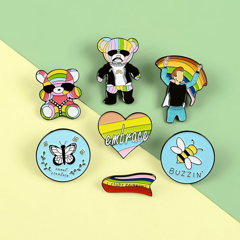 Pin's arc-en-ciel - L'Amour Gagne Toujours - Gay Pride LGBT Drapeau Insignes Gay