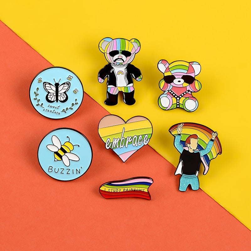 Pin's arc-en-ciel - L'Amour Gagne Toujours - Gay Pride LGBT Drapeau Insignes Gay