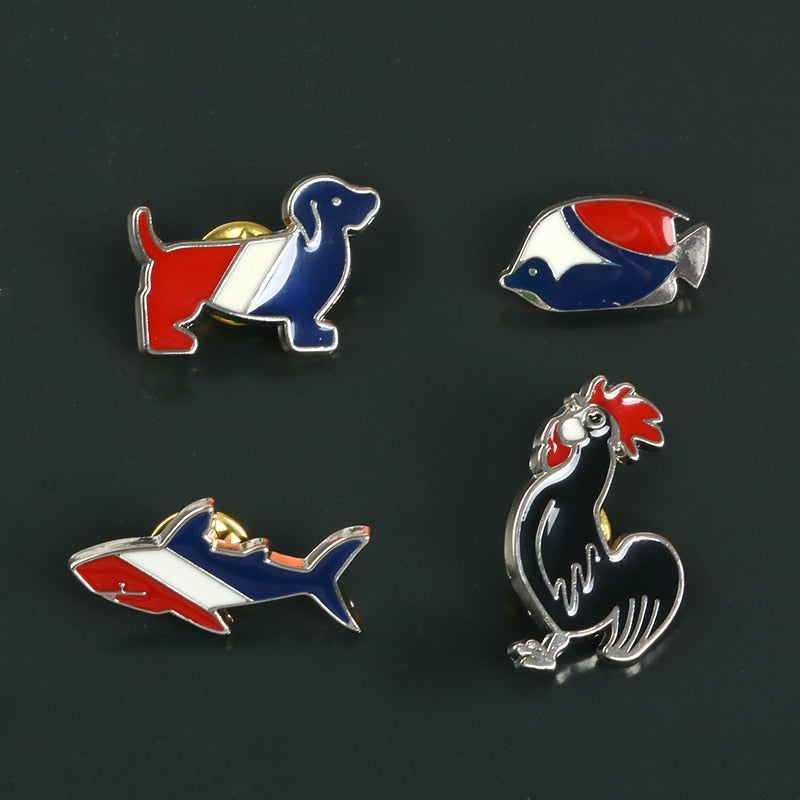 Pins Drapeau Francais revisité - Pins France Bleu Blanc Rouge - Emblême France Coq