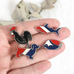 Pins Drapeau Francais revisité - Pins France Bleu Blanc Rouge - Emblême France Coq