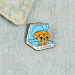 Pins Chien dans boite à Pizza - Pins Kawaii Mignon - Pins Tendance pas cher