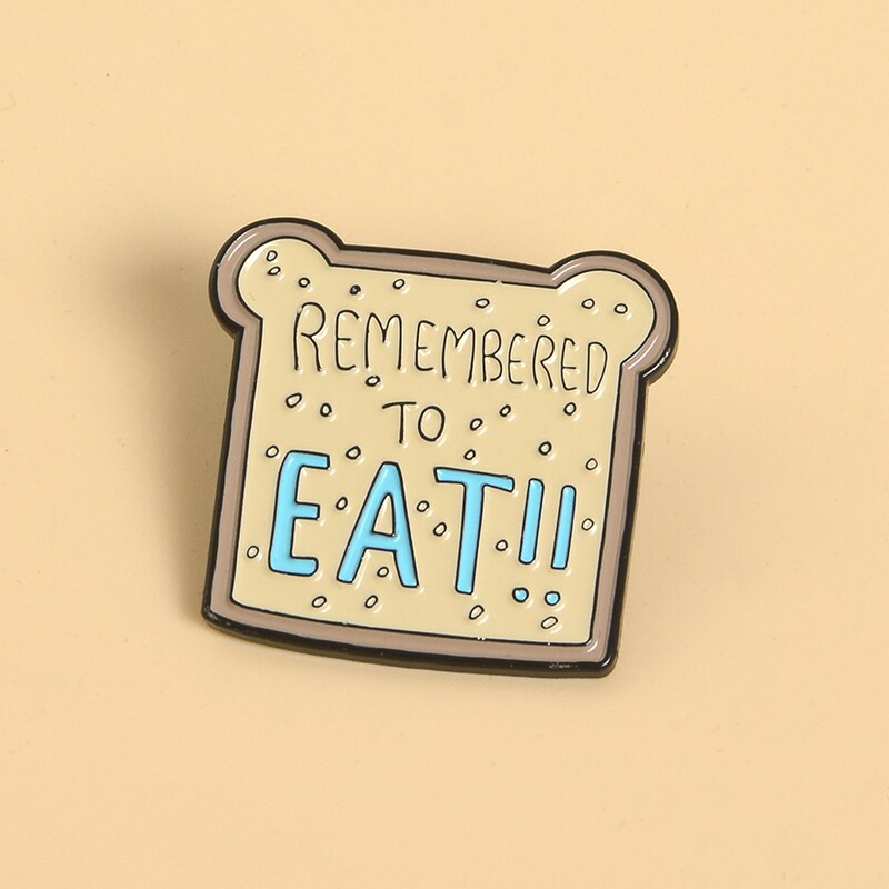 Pins original et pas cher. Pins brioche Kawaii Remember To EAT ! Pins cartoon toast mignon