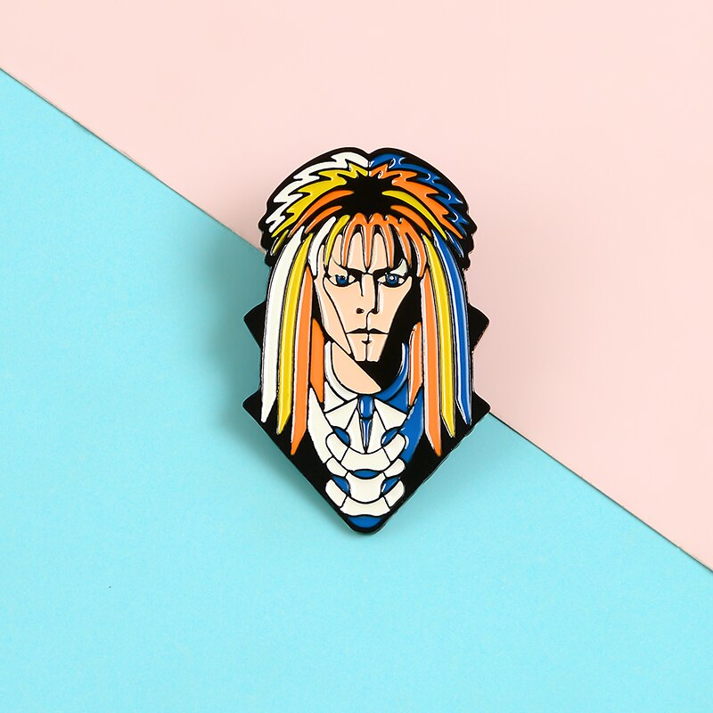 Pins Rock Vintage Rockeur crinière arc en ciel 80s