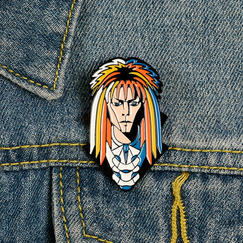 Pins Rock Vintage Rockeur crinière arc en ciel 80s