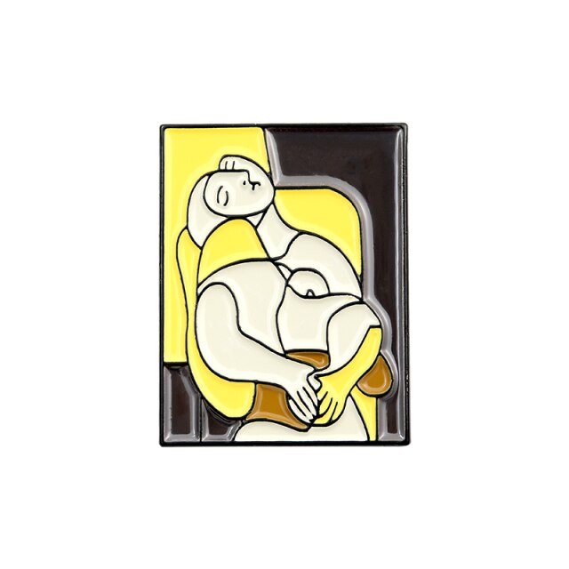Pins Original Oeuvre d'Art - Pins Mode Tendance Van Gogh, Mona Lisa, Venus, Vermeer, Picasso etc