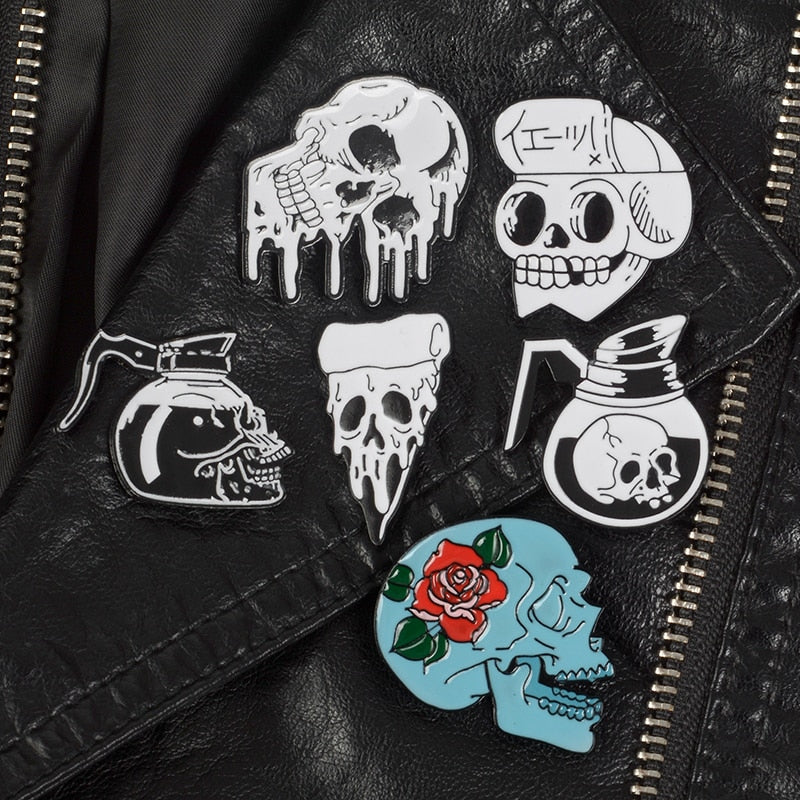 Pins Tête De Mort - Pins Original Cartoon - Pins pas cher Tendance Crâne Et Cristaux