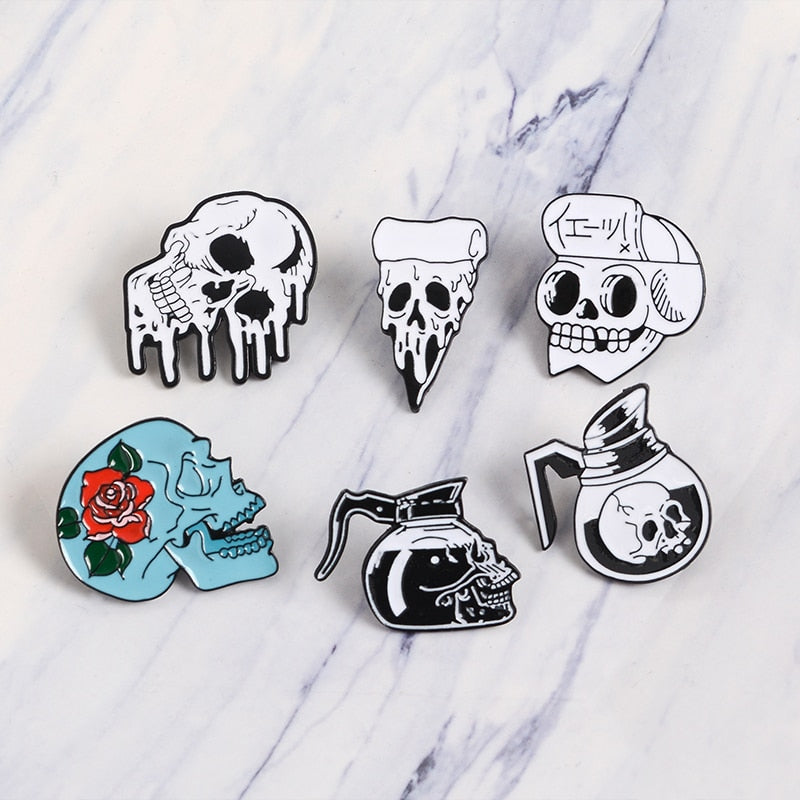 Pins Tête De Mort - Pins Original Cartoon - Pins pas cher Tendance Crâne Et Cristaux