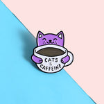 Adorable Pins Chat Kawaii dans une Tasse de Café - Pin's Original Cats & Caffeine
