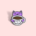 Adorable Pins Chat Kawaii dans une Tasse de Café - Pin's Original Cats & Caffeine