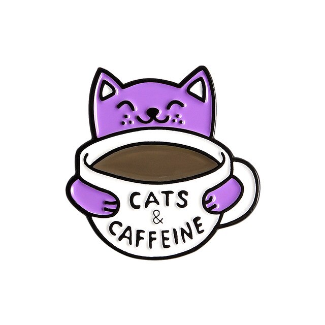 Adorable Pins Chat Kawaii dans une Tasse de Café - Pin's Original Cats & Caffeine