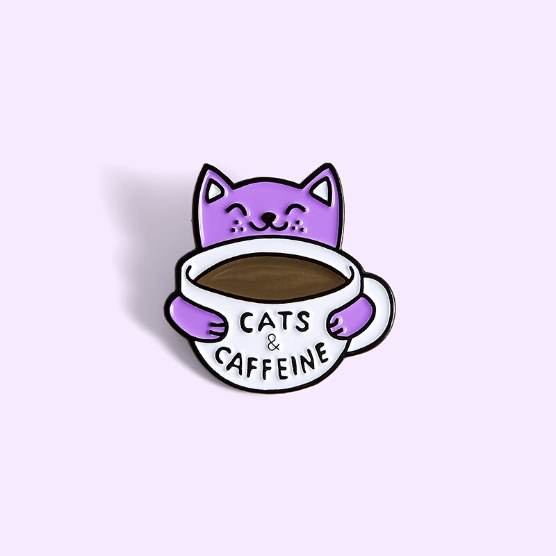 Adorable Pins Chat Kawaii dans une Tasse de Café - Pin's Original Cats & Caffeine