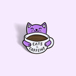 Adorable Pins Chat Kawaii dans une Tasse de Café - Pin's Original Cats & Caffeine