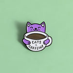 Adorable Pins Chat Kawaii dans une Tasse de Café - Pin's Original Cats & Caffeine