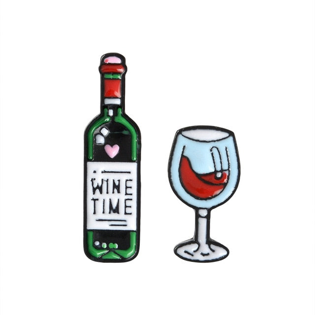 Pins mignon coeur et bouteille de vin - Pins Fan de Bon Vin