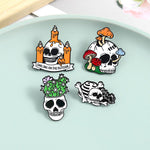 Pins Crâne Squelette avec Plante Et Champignon - Pins Tête de mort Gothique Fun