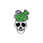 Pins Crâne Squelette avec Plante Et Champignon - Pins Tête de mort Gothique Fun