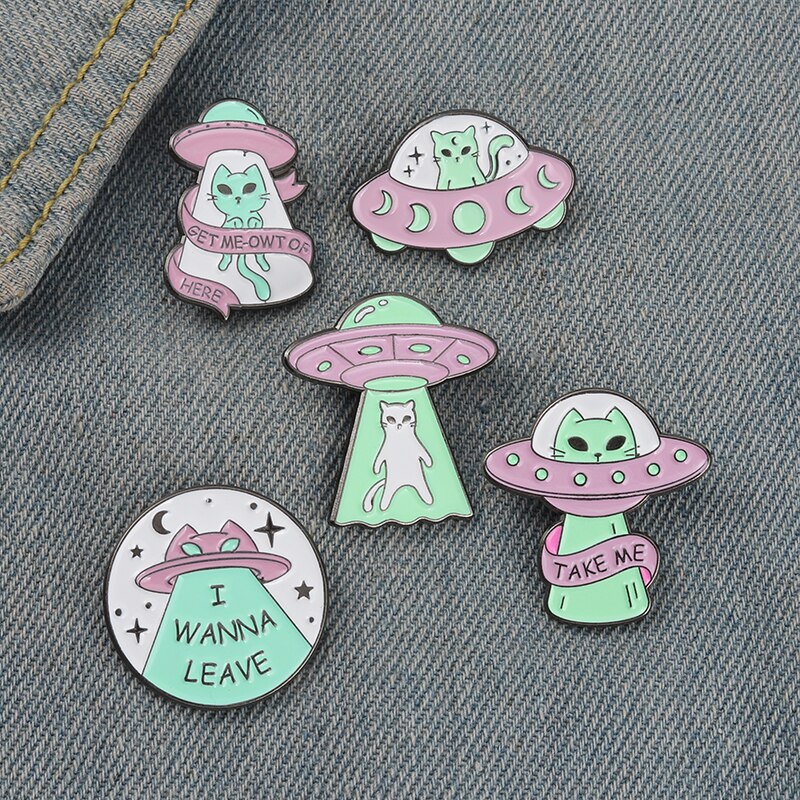 Pin's Chat kawaii Broches Chat Kawaii mignons Alien