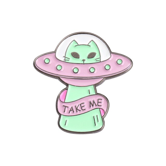 Pin's Chat kawaii Broches Chat Kawaii mignons Alien