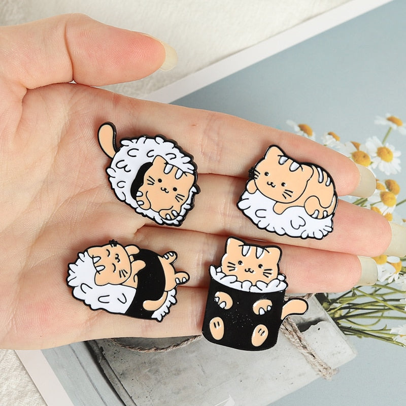 Pins Chat Sushis Pins Original Emaillé Badge Broches