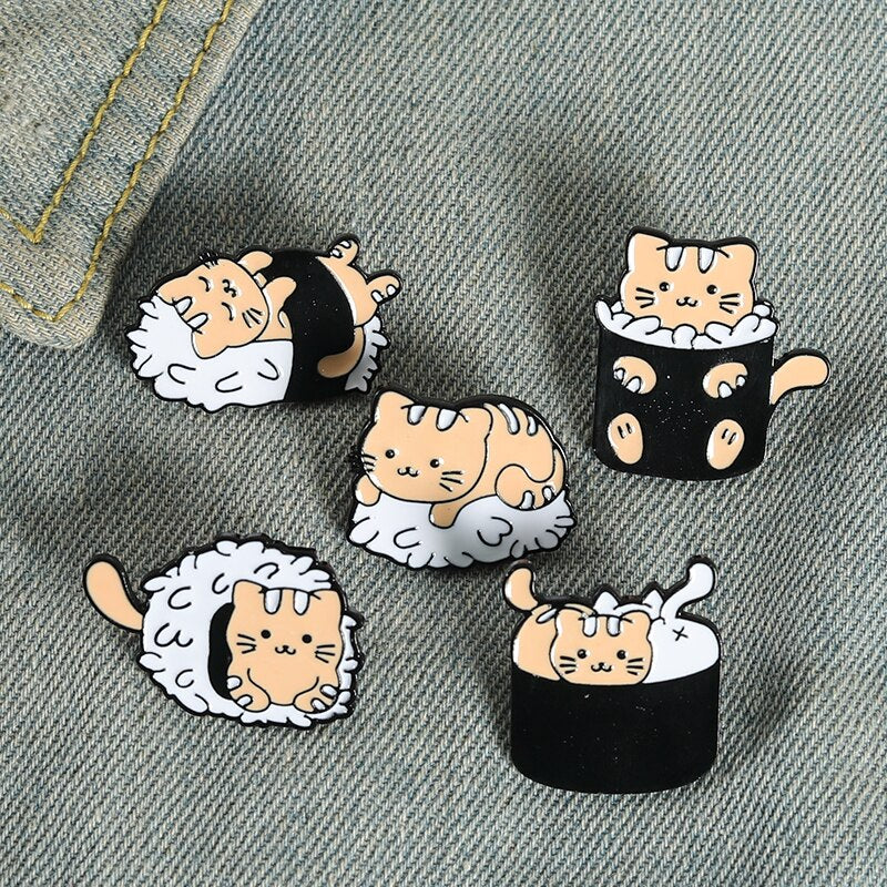 Pins Chat Sushis Pins Original Emaillé Badge Broches