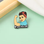 Pin's féministe - Pin's Girl Power Bras levé - Sois la meilleure version de toi même