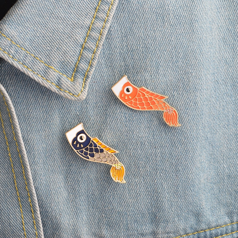 Pins Poisson japonais Koi Broche en émail poisson